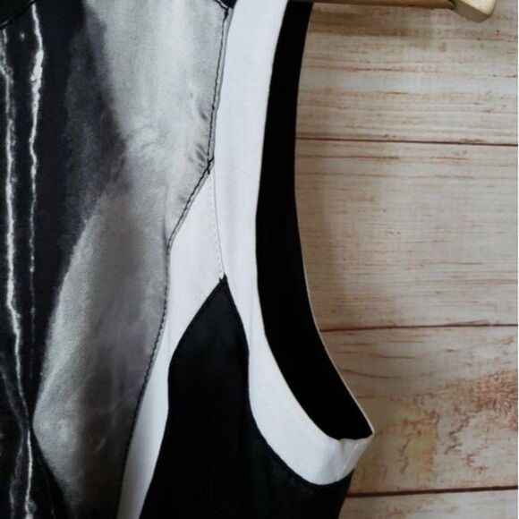 Helmut Lang Paneled Sheath Abstract Lined Round Neck Sleeveless Dress - Picture 9 of 13